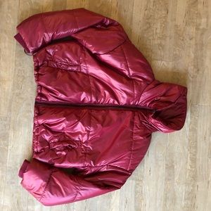 Missguided Red High Shine Cropped Puffer Jacket